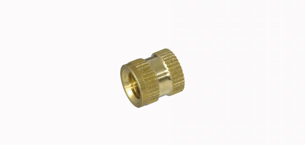 嵌入式螺纹衬套 D型 滚花带凸肩, 带通孔