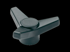 三臂式旋钮帽 金属崁入孔 染黑 碳钢衬套, 盲孔无