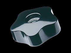 星型旋钮帽 短型，安装孔碳钢染黑，攻通孔螺纹