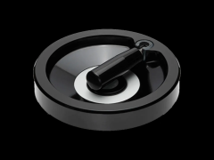 实心塑胶手轮 折叠式手柄, 安装孔碳钢染黑, 阳极