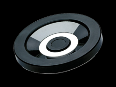 实心塑胶手轮 安装孔碳钢染黑, 阳极氧化铝环 无