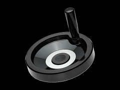 实心塑胶手轮 旋转式手柄, 安装孔碳钢染黑, 阳极