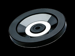 实心塑胶手轮 安装孔碳钢染黑, 阳极氧化铝环 通